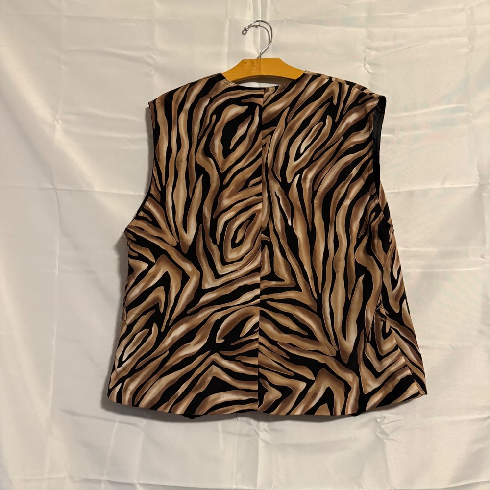 Vintage Ladies Animal Print Sleeveless Vest Blazer Button Front READ for Size - Picture 3 of 6